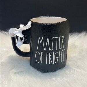 Rae Dunn Black 'Master of Fright' Mug with White Accents